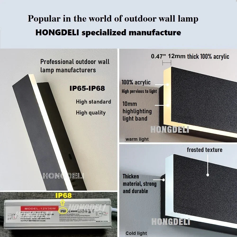 DecorBites™ LED Outdoor Wall Light - Waterproof Aluminum Garden Porch Decorative Lighting
