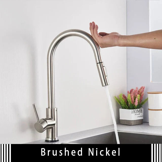 DecorBites™ Brushed Gold Smart Touch Kitchen Faucet Dual Outlet Water Modes