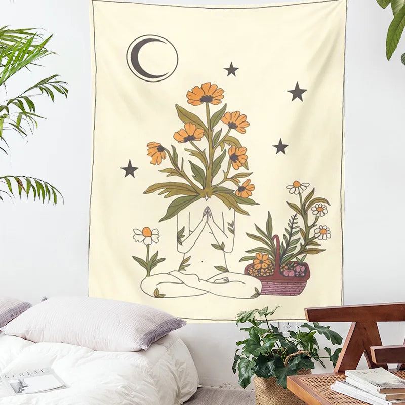 DecorBites™ Astrology Tarot Card Tapestry Sun Moon Goddess Wall Hanging Décor