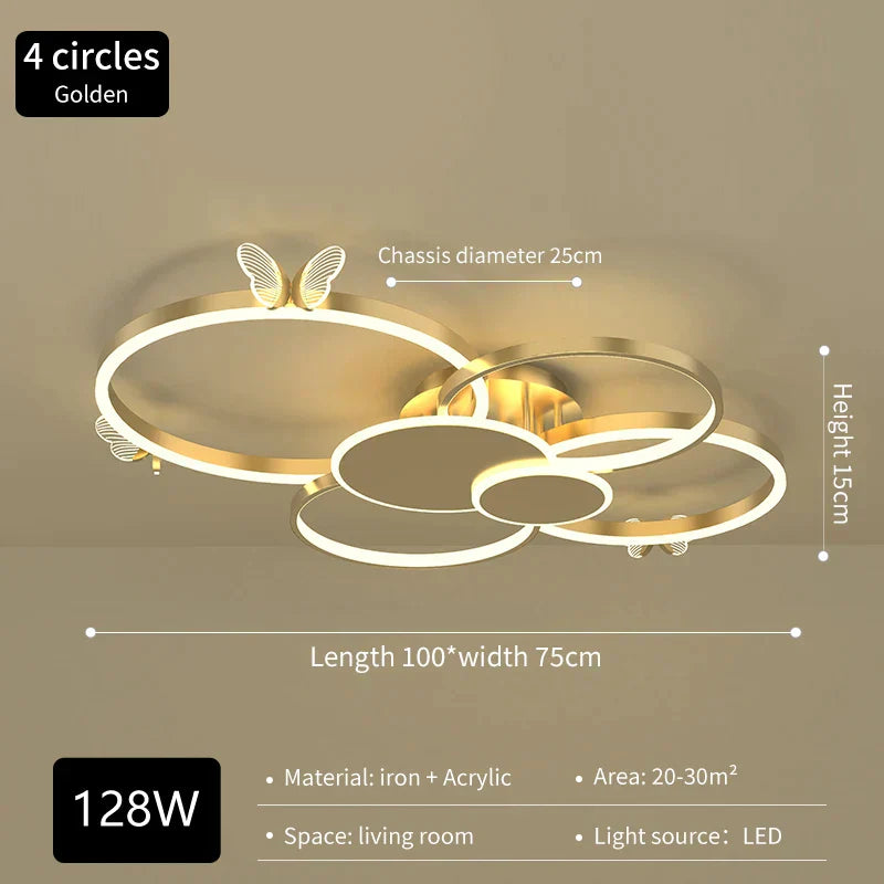 DecorBites™ Butterfly Light: Modern Round Ceiling Lamp for Light Luxury Living Room, 2024 New Model