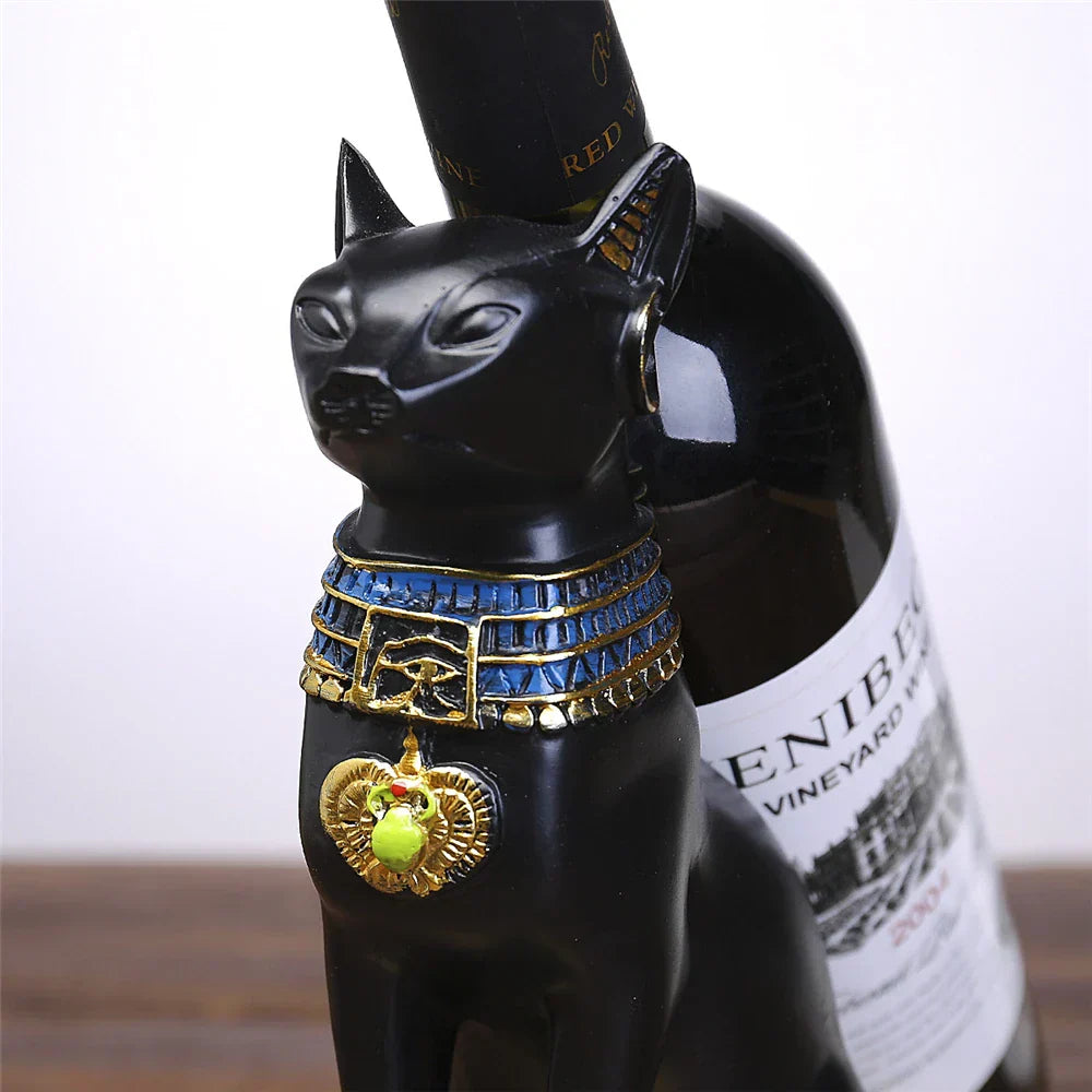 DecorBites™ Egyptian Cat God Wine Bottle Holder Figurine: Nordic Style Home Decor & Gift