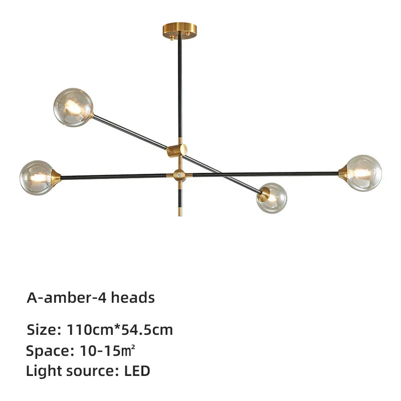 DecorBites™ Geometric Glass Ball Chandelier: Post-modern LED Pendant Lights for Stylish Decor