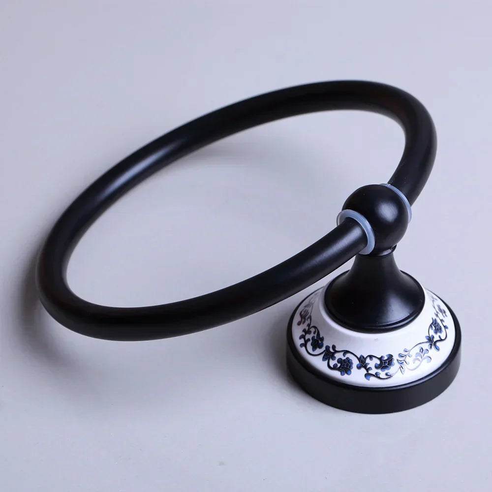 DecorBites™ Black Stainless Steel Bathroom Towel Ring - Wall Mounted Oil Rubbed Bronzen