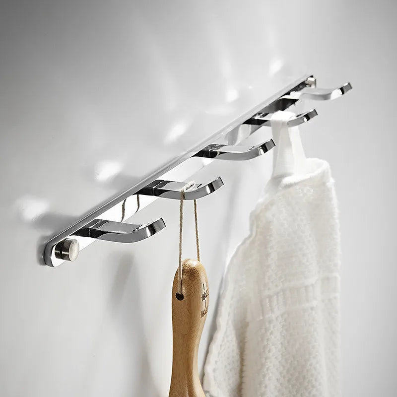 DecorBites™ Brass 5-Hook Robe Rack in Black Gold for Wall Mount Towel & Clothes Storage
