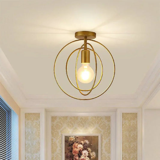 DecorBites™ Gold Metal Cage Vintage Pendant Light for Restaurant and Bar
