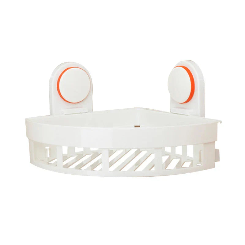 DecorBites™ ABS Bathroom Shelf: Wall Mounted Suction Cup Corner Basket Holder & Shower Shelf