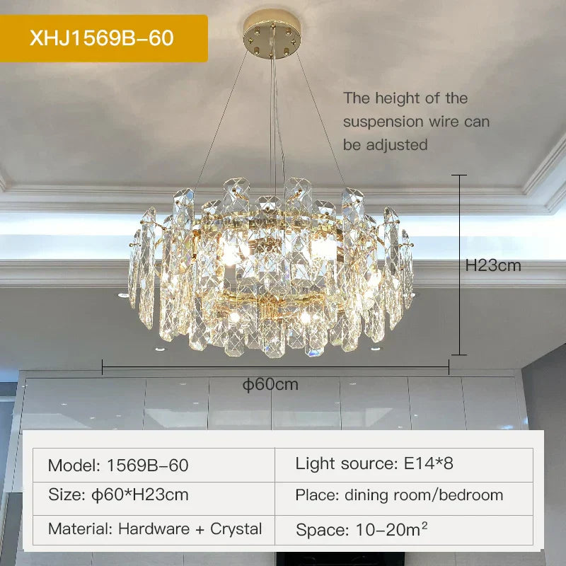 DecorBites™ Crystal LED Chandelier for Elegant Living Room, Dining, Bedroom, Kitchen