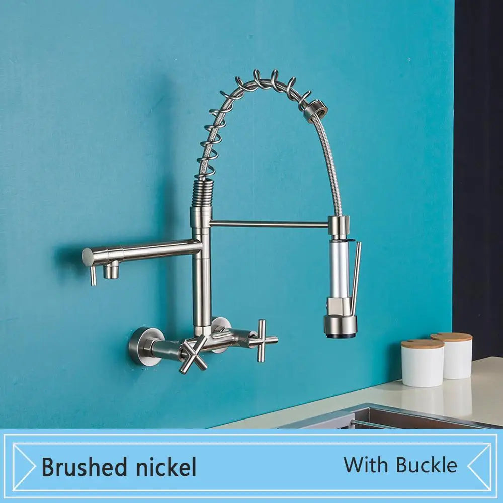 DecorBites™ Black Wall-Mounted Kitchen Faucet with Swivel Spout and Dual Handles