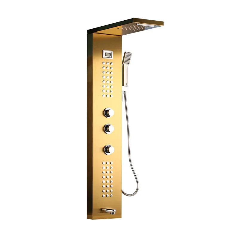DecorBites™ Brushed Nickel Shower Column with Hand Shower, Tub Spout, and Massage System