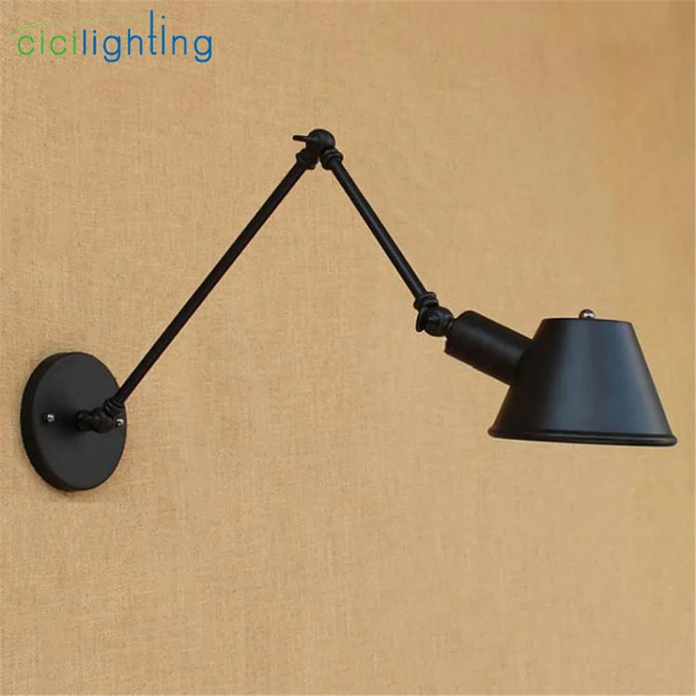 DecorBites™ Antique Metal Shade Double Swing Arms Wall Lights for Home Office Study