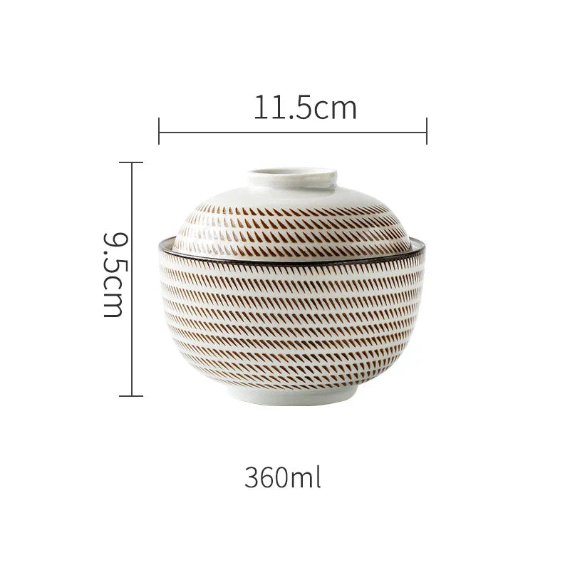 DecorBites™ Japanese Style Ceramic Soup Bowl - Eco-Friendly Under Glazed Tureen