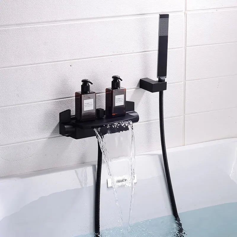 DecorBites™ Brushed Gold Tub Shower Faucet Set with Waterfall Handheld Mixer
