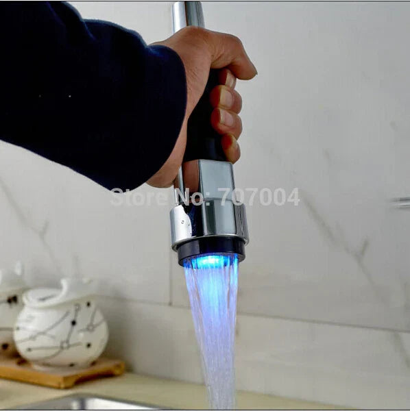 DecorBites™ LED Light Chrome Kitchen Faucet Pull-Out Spray Head Replacement