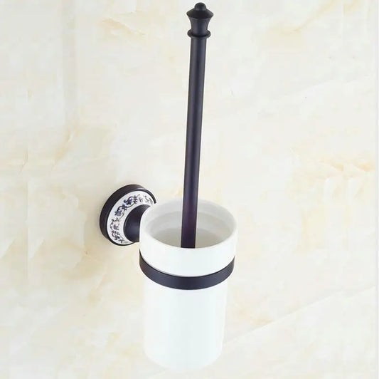 DecorBites™ Black Porcelain Brass Bathroom Accessories Set