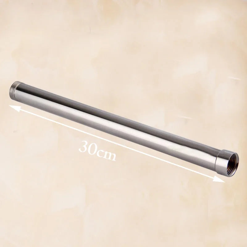 DecorBites™ 12" Solid Brass Chrome Round Shower Faucet Extension Tube Bar