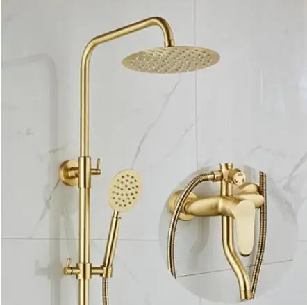 DecorBites™ Brushed Gold Bath & Shower Faucet Set for Luxurious Rainfall Experience