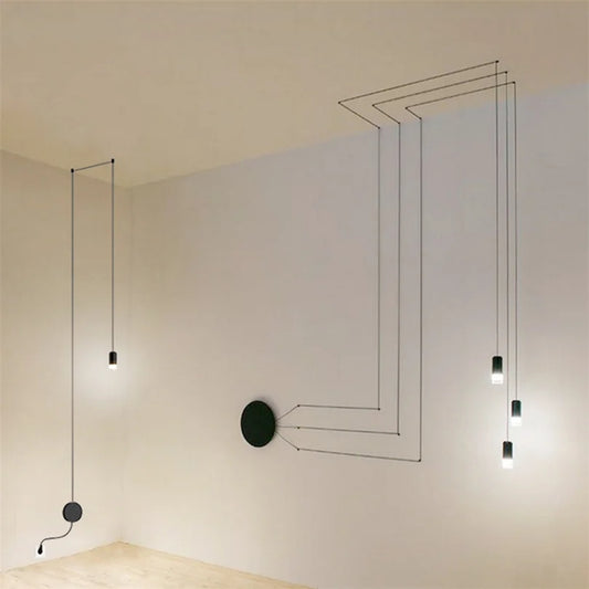DecorBites™ Black Rope DIY Pendant Lamp Modern LED Ceiling Hanging Light Fixtures NordiLux Living Room