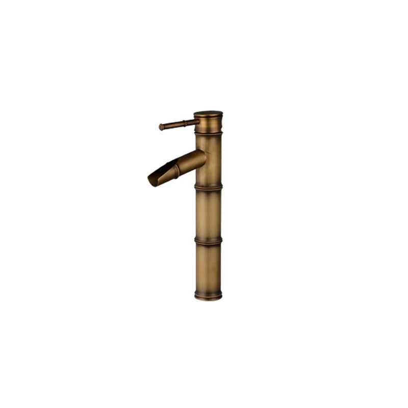 DecorBites™ Antique Brass Bamboo Basin Faucet Single Handle Hot Cold Water Tap