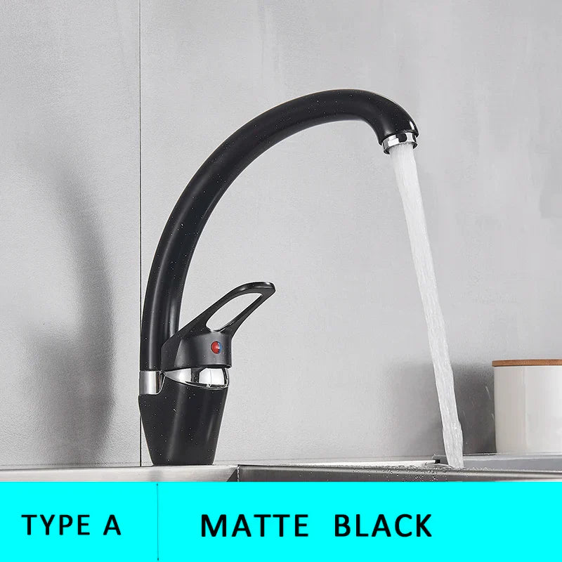 DecorBites™ Black Single Handle Kitchen Faucet - Hot and Cold Water Mixer