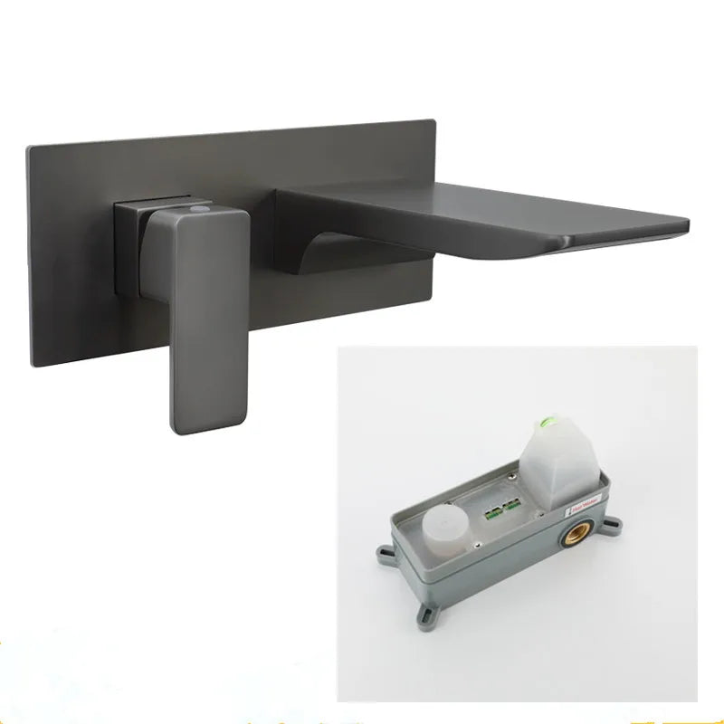 DecorBites™ Blanoir Solid Brass In-Wall Black and Brushed Gold Basin Faucet Mixer Tap