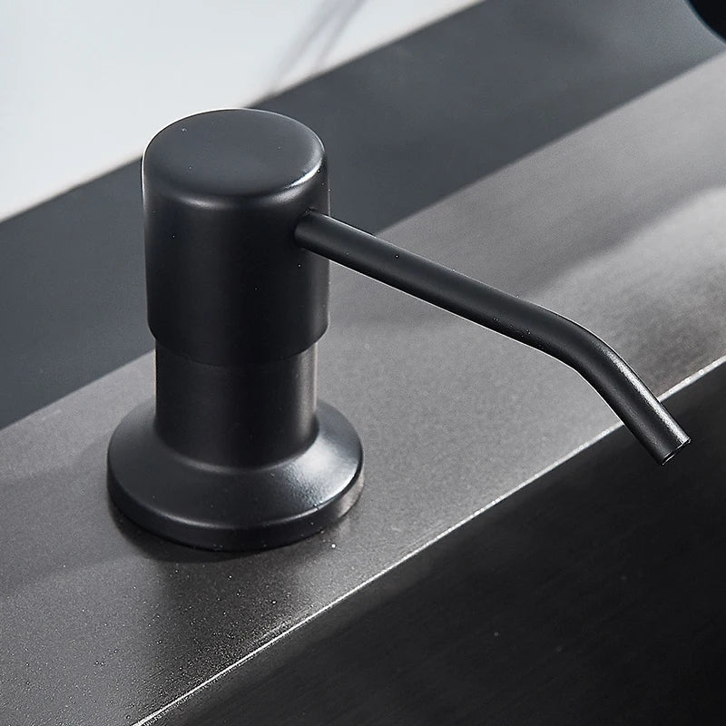 DecorBites™ 220ML Black Kitchen Soap Dispenser Stainless Steel Head, 3 Colors Liquid Detergent Bottle