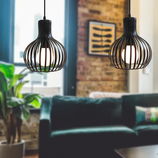 DecorBites™ Iron Cage Pendant Lights for Modern Vintage Loft, Retro Home Decor Kitchen Bar LED