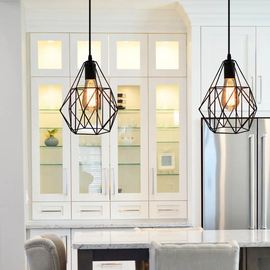 DecorBites™ Iron Cage Chandelier Loft Ceiling Light for Kitchen Bedroom Living Room