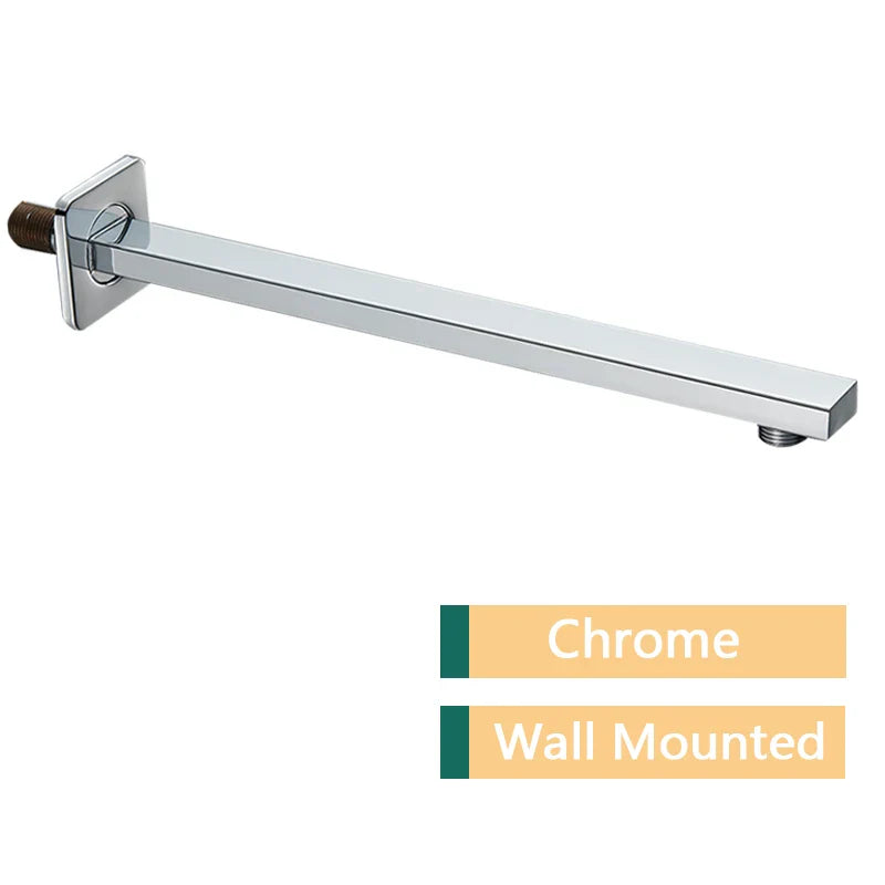DecorBites™ Gold Stainless Steel Shower Arm & Head Holder Wall Mount Fixed Pipe
