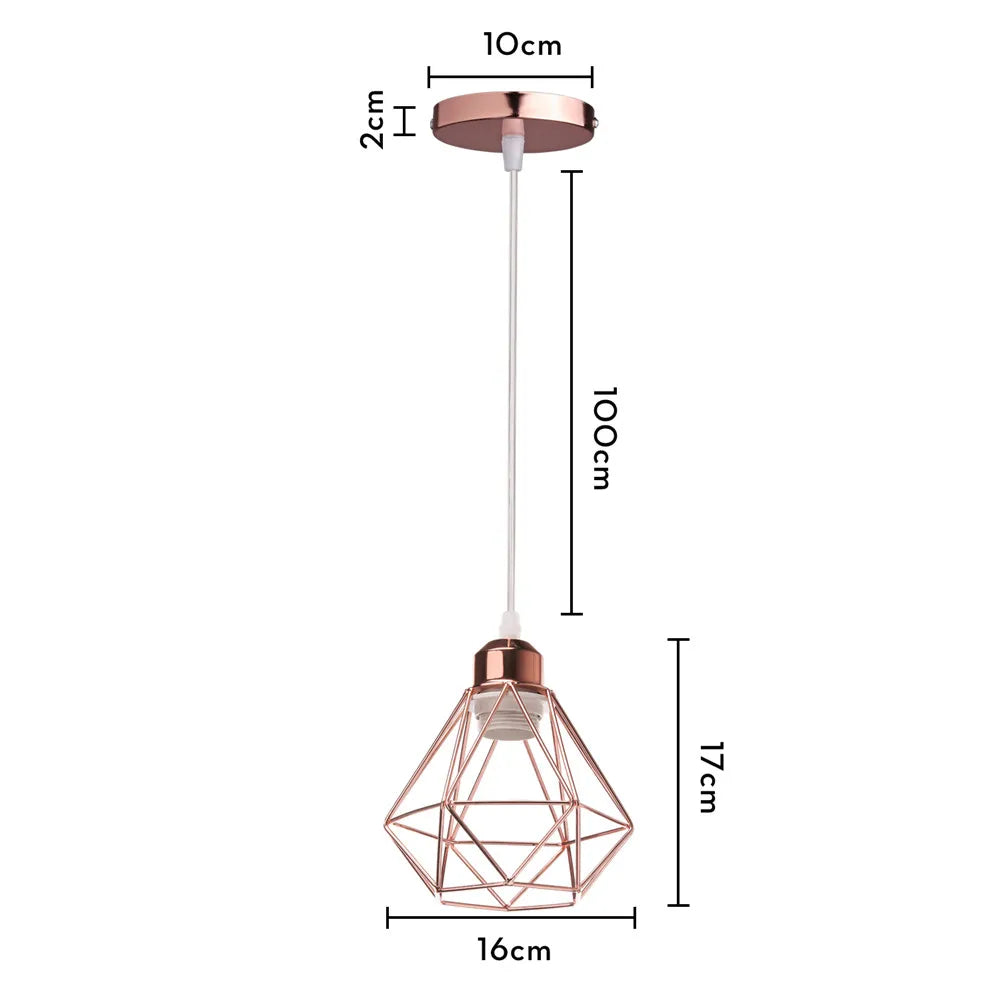 DecorBites™ Industrial Iron Cage Pyramid Pendant Lamp for Kitchen Bedroom Living Room