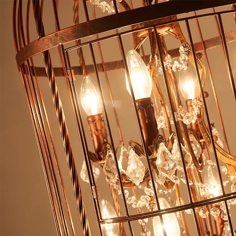 DecorBites™ Crystal Bird Cage Chandelier - Elegant Ceiling Light for Dining Room & Bedroom
