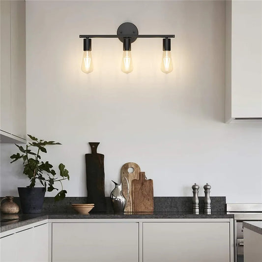 DecorBites™ Black Metal Wall Bathroom Mirror Lamp - Modern Indoor Bedroom Decor