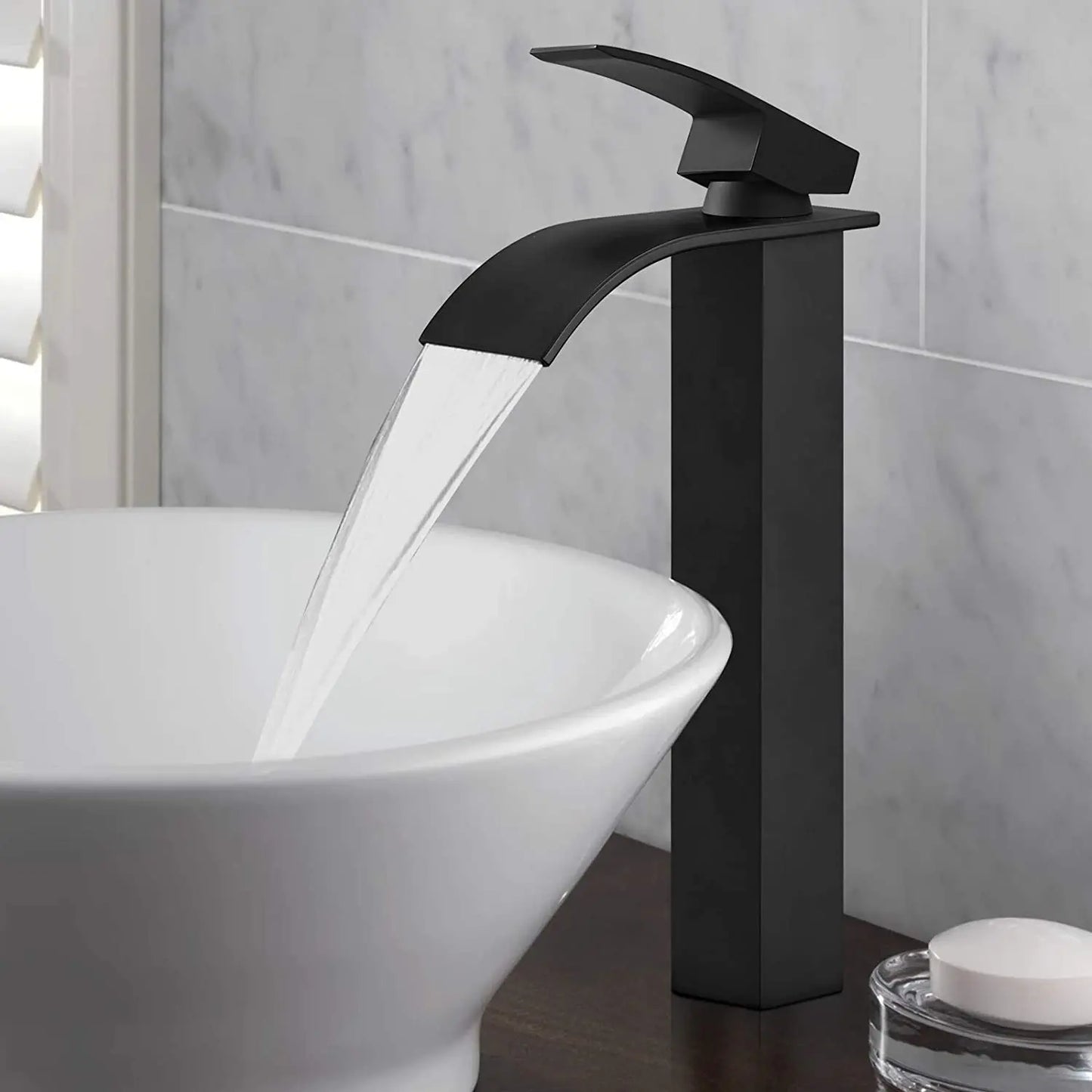 DecorBites™ Brass Waterfall Basin Faucet Single Lever Deck Mount Mixer Taps