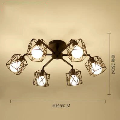 DecorBites™ Black Iron Cage Chandelier: Adjustable Spider Design Modern Ceiling Lamp