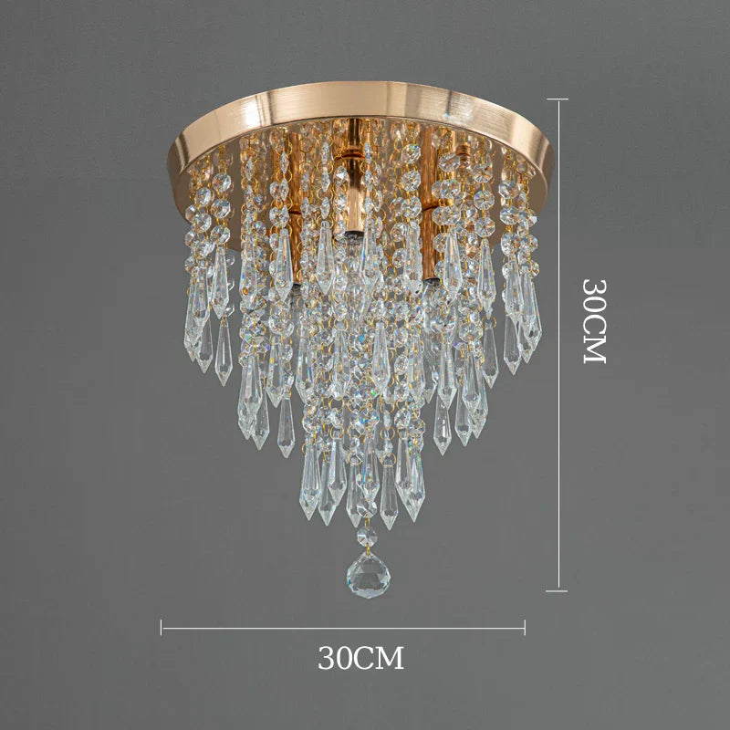 DecorBites™ Crystal Ceiling Light: Elegant Hanging Golden Lamp for Home Decor