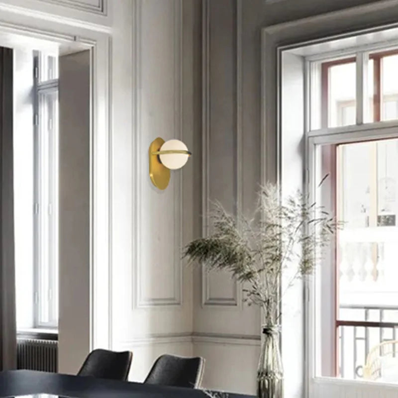 DecorBites™ Glass Ball Gold Wall Light Sconce | Modern Nordic Bedside Indoor Lamp