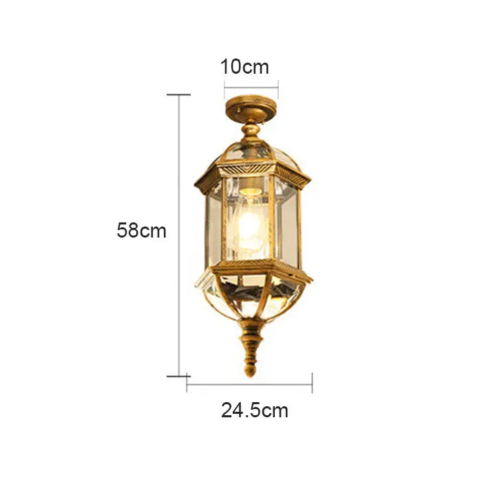 DecorBites™ Black Rustic Outdoor Hanging Lantern Light with Clear Glass Flush Mount Fixture
