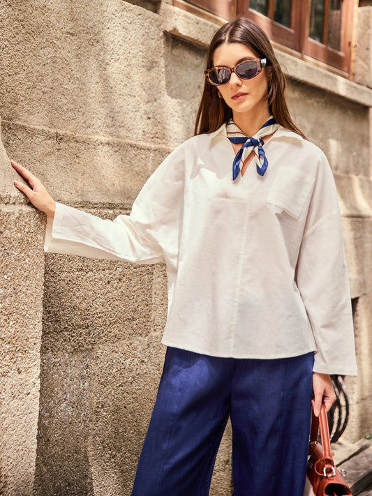 Linen Oversized Fit Pocket Shirt ELOWEN