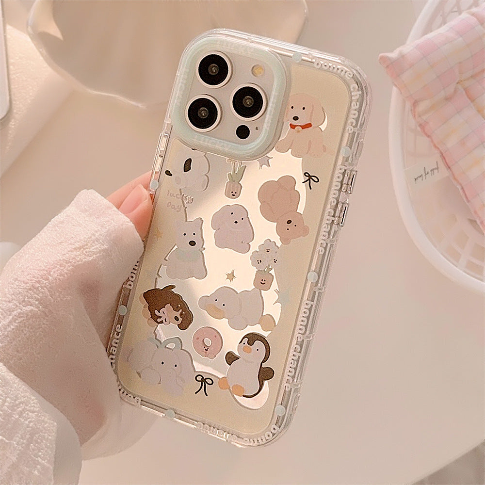 Cute pet mirror is suitable for 17ProMax Apple 15 mobile phone case iPhone16 fun cartoon 12 anti-drop 11 generation