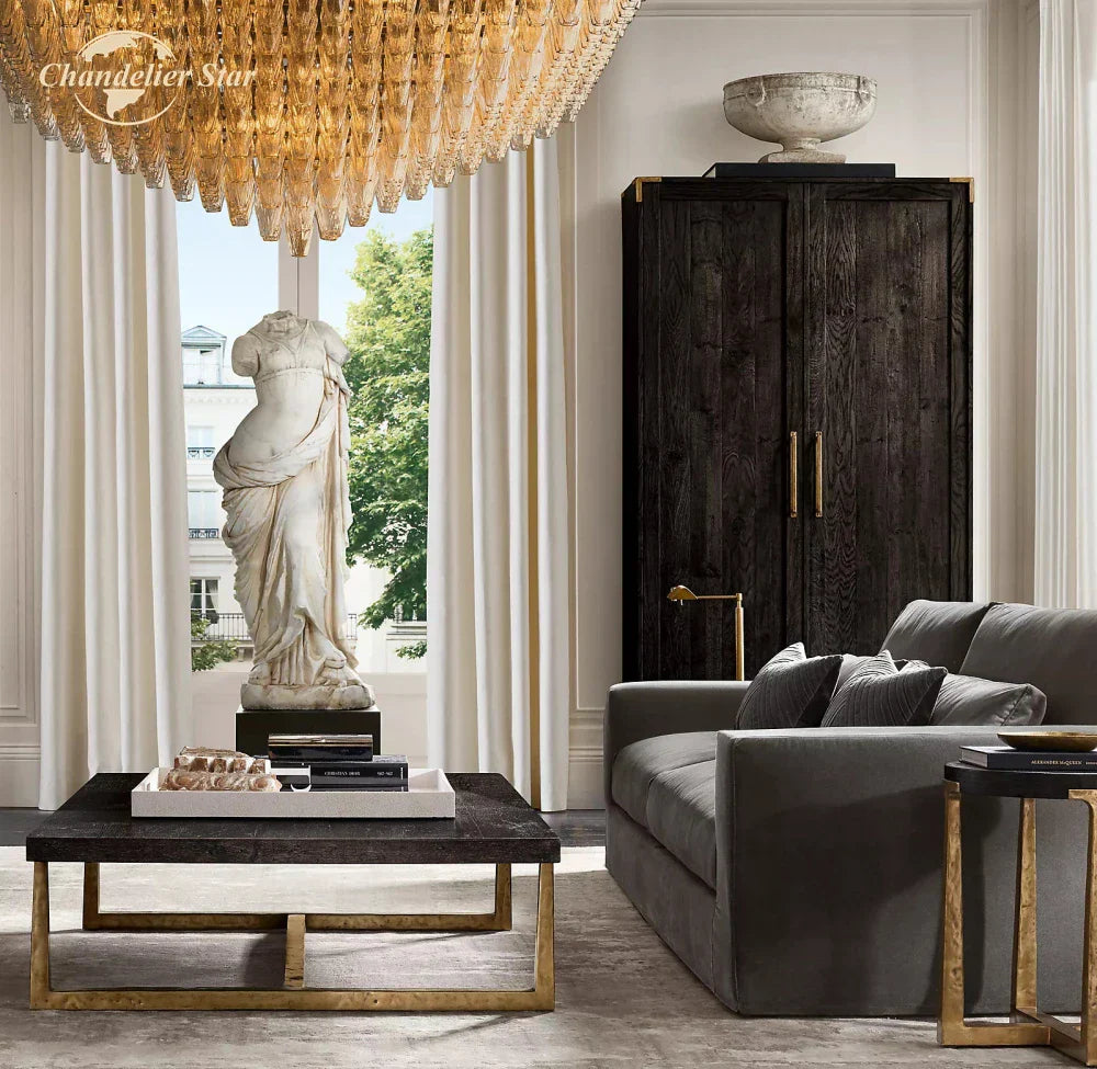 DecorBites™ Chiara Glass LED Square Chandelier for Living Dining Room Lighting