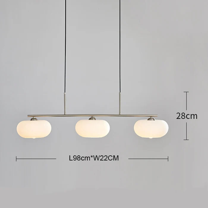 DecorBites™ Glass Persimmon Chandelier: Bauhaus Medieval Inspired Milk White Lamp