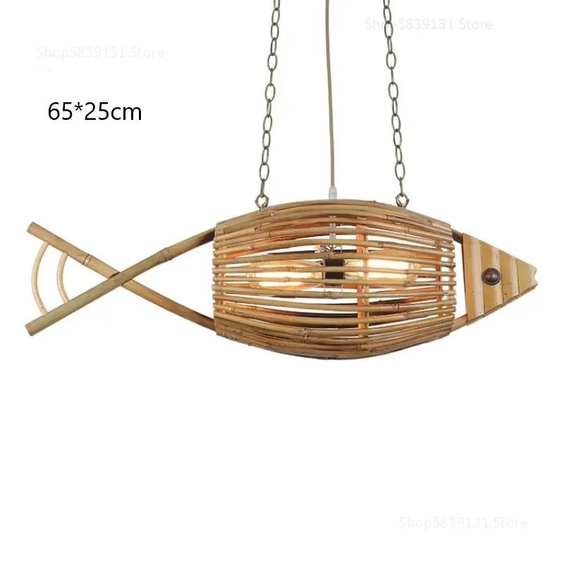 DecorBites™ Bamboo Fish Art Pendant Lights - Nordic LED Fixture for Kitchen & Living Room