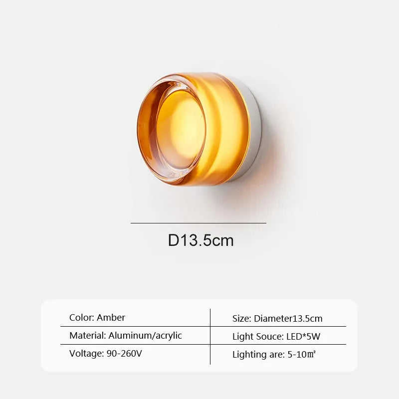 DecorBites™ Amber Jelly LED Wall Sconce for Bedside Room Decor, Smoke Grey Wall Lamp