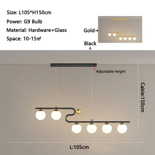 DecorBites™ Glass Ball LED Chandelier Pendant for Dining Living Bedroom Kitchen