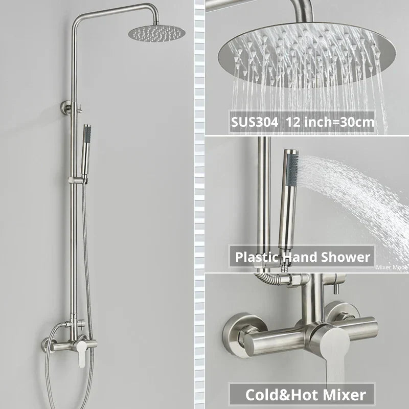 DecorBites™ Black Shower Faucet Set with Rainfall Shower Head and Wall Mounted Mixer Tap