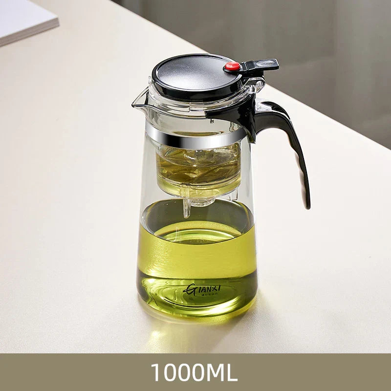 DecorBites™ Glass Tea Pot with Infuser & Chinese Tea Set Deep Utensil