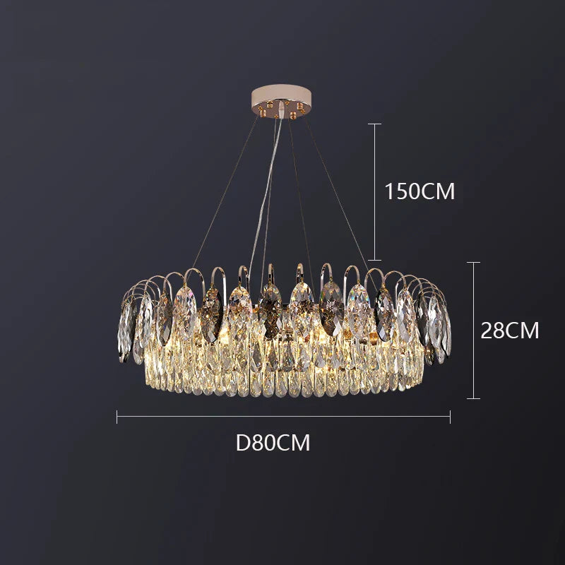 DecorBites™ Crystal Chandelier Pendant Light for Living Room Bedroom Ceiling - Indoor Luxury Lighting