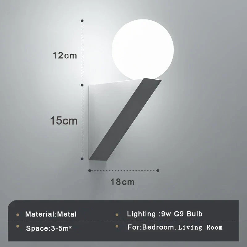 DecorBites™ Glass Ball Modern G9 LED Wall Sconce, 9W Indoor Wall Lamp for Bedroom Living Room