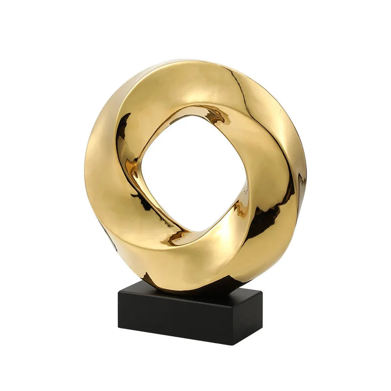 DecorBites™ Geometric Gold Hollowed Twisted Circles Figurines Home Decor