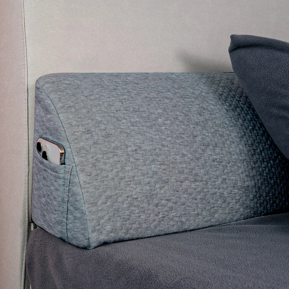 DecorBites™ Bed Wedge Pillow Memory Foam Mattress Gap Filler with 2 Large Side Pockets