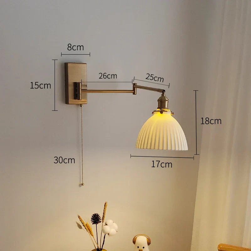DecorBites™ Brass Swing Arm Wall Sconce Creamic Wall Lights